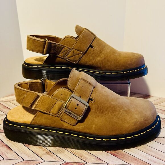 Dr Martens Jorge II Tumbled Nubuck Savannah Tan Leather M 11 W 12 Slingback Mule - Picture 2 of 8